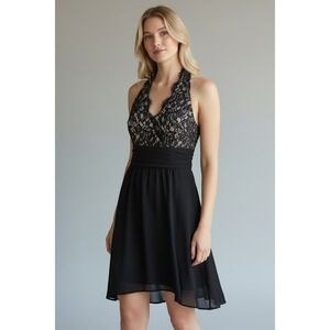 White House Black Market Lace Dress‎ Black Whimsigoth Size 8 NWOT